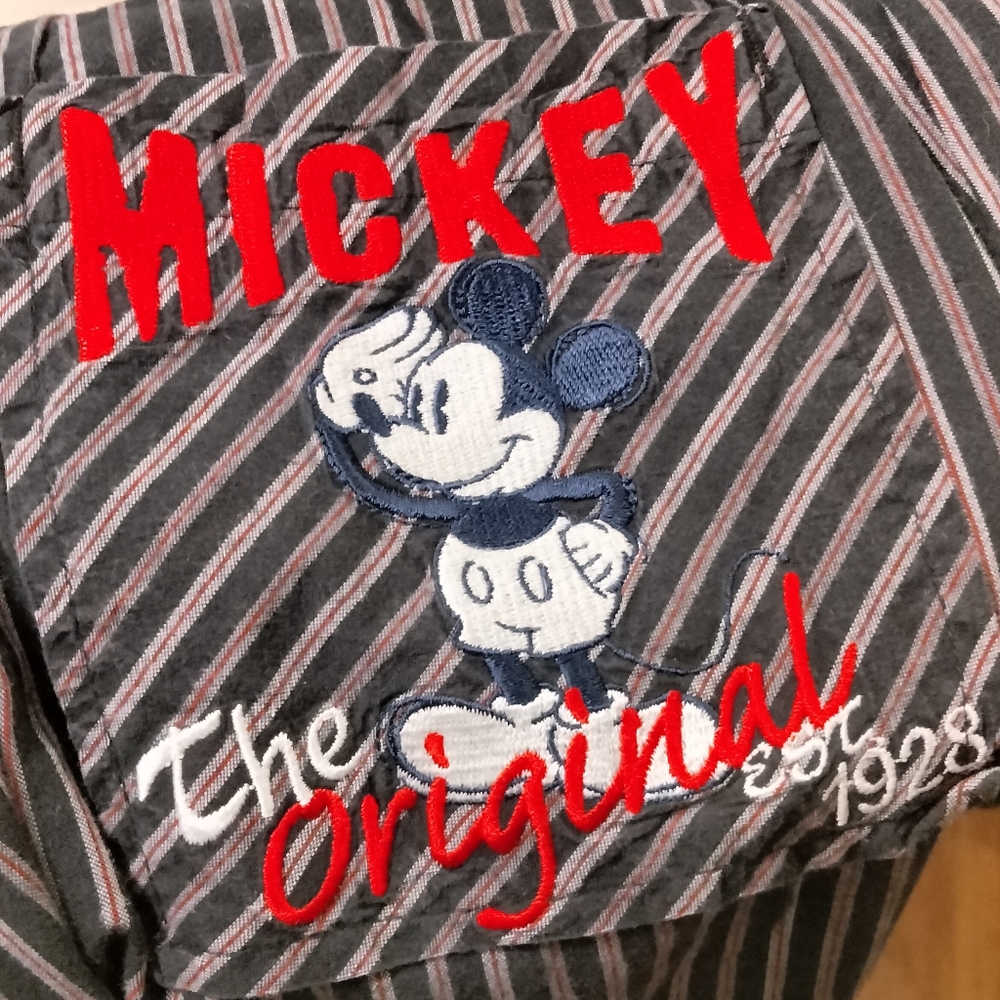 Vintage Disney Store Mickey embroidered pinstripe back pocket sleep pants S - Picture 2 of 6